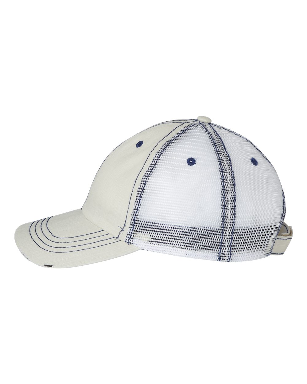 Mega Cap Mens Herringbone Mesh Frayed Trucker Cap Hat 6990 Low-Profile