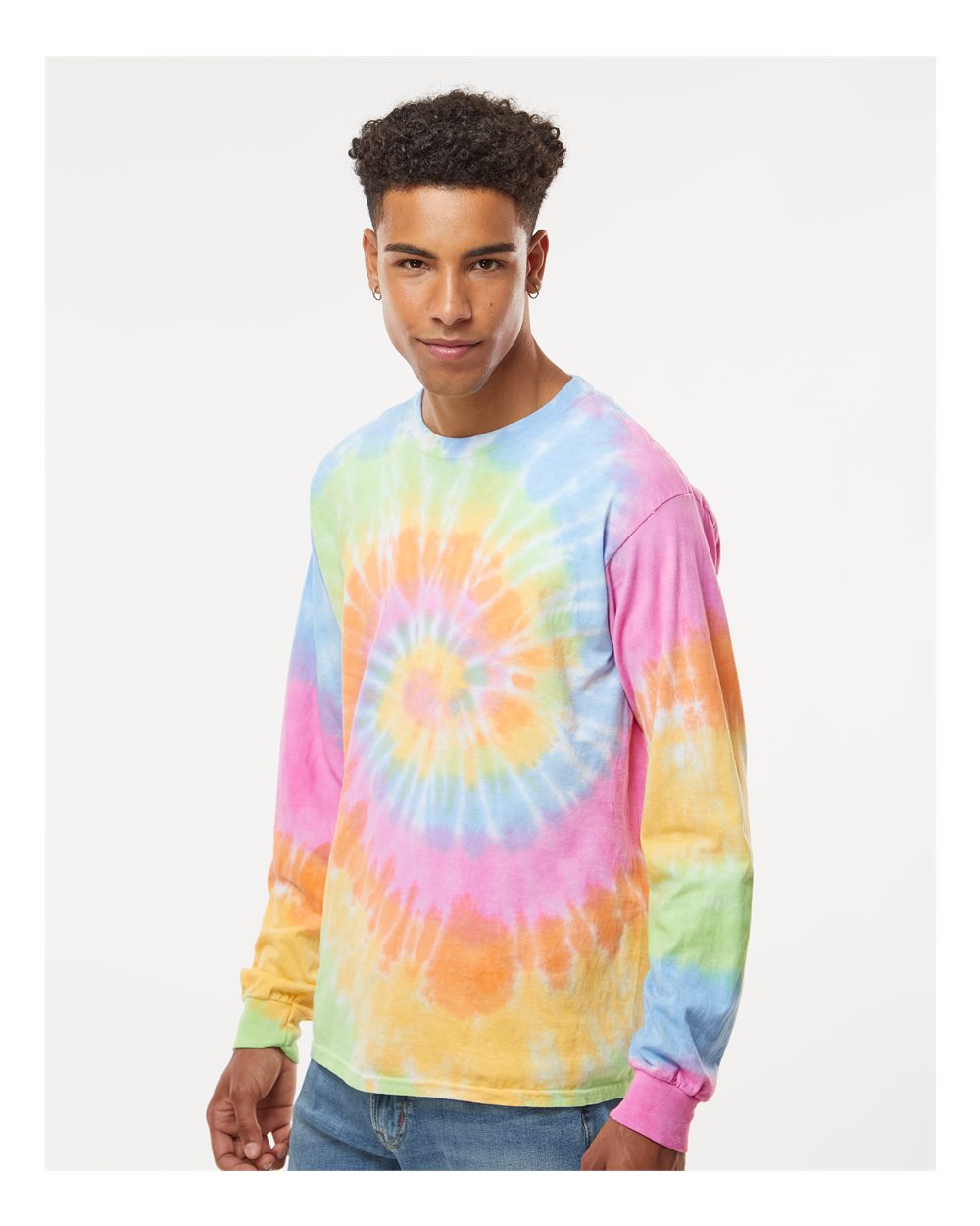 🔥 Colortone Men Tie-dyed Cotton Long Sleeve Pre-shrunk T-shirt Up To 3XL 2000