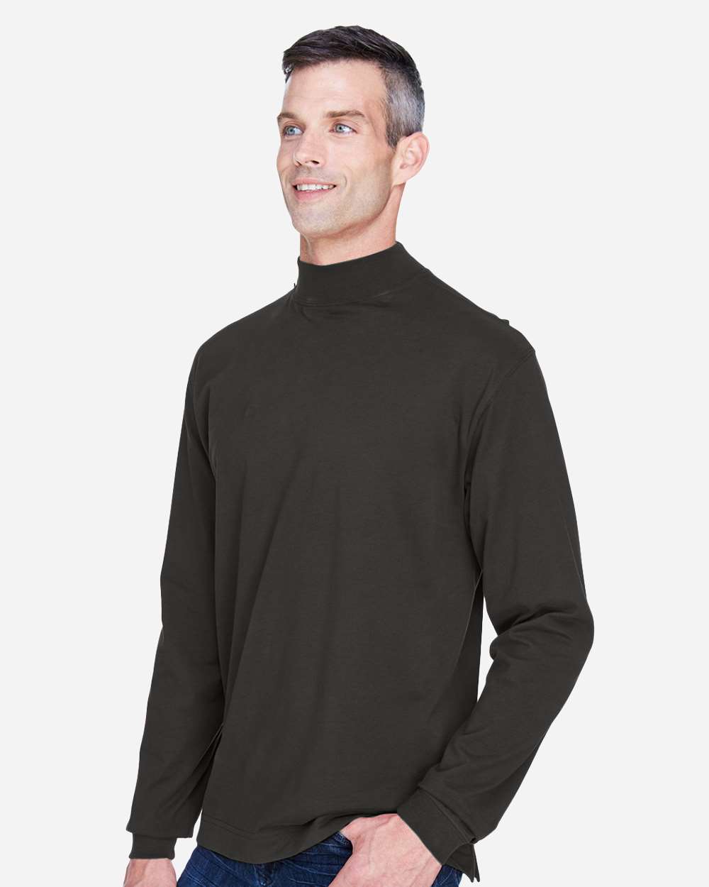 🔥 Devon & Jones Men Sueded Jersey Long Sleeve Mock Neck T-Shirt Up To 4XL D420
