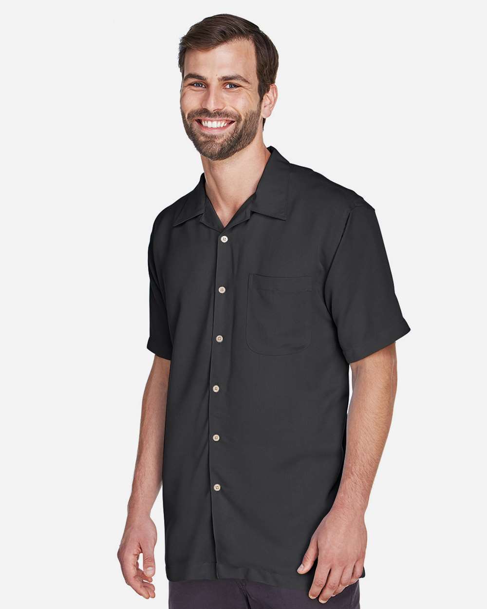 🔥 Harriton Men Bahama Cord Camp Shirt Pocket Short Sleeve Up To 4XL M570
