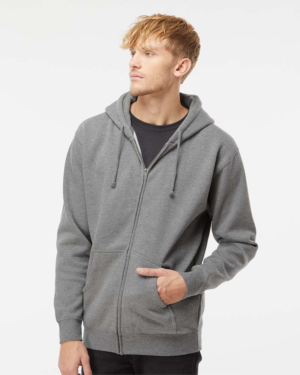 Independent Trading Co Mens Hooded Full-Zip Sweatshirt IND4000Z Up To ...